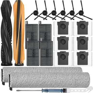 Bluearks 22 Stück Zubehör für Dreame Aqua10 Ultra Roller und Aqua10 Ultra Roller Complete Saugroboter,Bestehend Aus 1 Hauptbürste,2 Rollenmopp-Pad,4 HEPA Filtern,6 Seitenbürsten,6 Staubbeutel