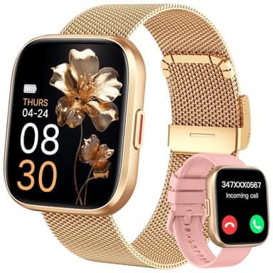 Smartwatch Damen mit Telefonfunktion, 1,85" Zoll Touchscreen Fitness Tracker, 120+ Sportmodi, IP68 Wasserdicht Smart Watch mit Herzfrequenz, Schlafmonitor, Schrittzähler für iOS Android (Roségold)
