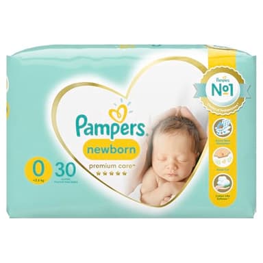 Pampers Windeln Größe 0 (<3 kg), Premium Care Windeln, 30 Stück, Bester Komfort und Schutz empfindlicher Haut von Pampers