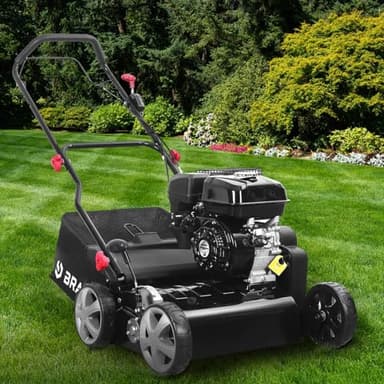 BRAST Benzin Vertikutierer 4,5kW (6,12PS) | 4-Takt Motor 212ccm | 40-45cm Arbeitsbreite | TÜV geprüft | 50L Fangkorb | viele Modelle für kleine bis sehr große Rasenflächen | BRB-RV-45212