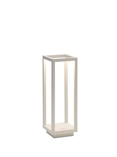 Zafferano, Home Pro Lampe, Wiederaufladbare und Kabellose Tischlampe mit Touch Control, Geeignet für den Innen- und Außenbereich, Dimmer, 3000 K, Höhe 29,4 cm, Farbe Weiß