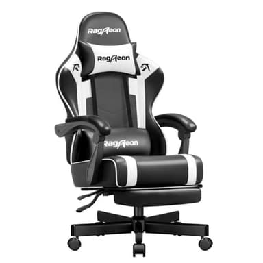 Riftracer Gaming Stuhl Chair Gamer Sessel - Ergonomischer Gamer Stuhl mit Fußstütze Kopfstütze und Lordosenstütz Höhenverstellbar Gepolstert Gamingstuhl 200 Kg