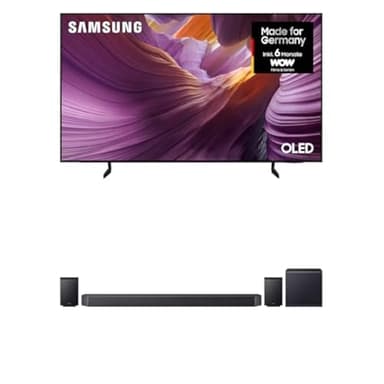 Samsung OLED 4K TV S85F 77 Zoll (195 cm) UHD AI Fernseher mit OLED HDR HW-Q995GF Q-Serie 11.1.4-Kanal-Soundbar mit kabellosem 8"-Dual-Subwoofer & 4.0.2-Kanal-Rücklautsprecher, Dolby Atmos