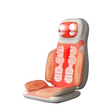 BTSAE Rückenmassagegerät mit Wärmefunktion, Shiatsu Massagesitzauflage mit 3D-Massierköpfen und Vibration, Massagesitzauflage für Zuhause/Auto (Hellbeige)