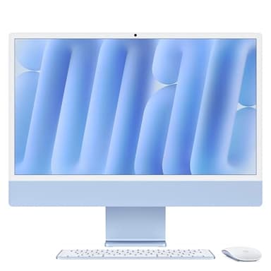 Apple iMac All-in-One Desktop-Computer mit M4 Chip mit 10 Core CPU und 10 Core GPU: 24" Retina Display, 24 GB gemeinsamer Arbeitsspeicher, 512 GB SSD Speicher, passendes Zubehör; Blau