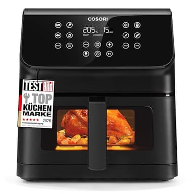 COSORI Airfryer, Heißluftfritteuse 6,2L mit Sichtfenster und Shake Reminder, 12-in-1 Heissluftfritteuse, Fritteuse 85 Prozent weniger Fett, 50 Rezepte, 55 Prozent energiesparend, einfache Reinigung
