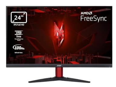 Acer Nitro KG242YE Gaming Monitor 23,8 Zoll (60 cm Bildschirm) Full HD, 100Hz HDMI, 75Hz VGA, 4ms (GTG), 2xHDMI 1.4, VGA, HDMI FreeSync, Schwarz