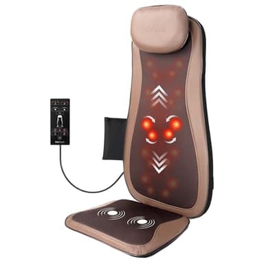 NEVVUE Massagesitzauflage,Massagematte mit Wärmefunktion,Rückenmassagegerät mit 3D Massage,Massagegerät Rücken mit Vibration,Shiatsu Massagegerät mit 3 Intensitäten,Massageauflage Zu Hause,V-WMB01