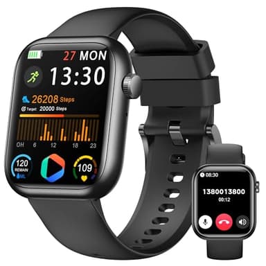 Smartwatch Damen Herren, 1.83" HD Fitness Tracker mit Schrittzähler/Blutdruckmessung/Pulsuhren/Telefonfunktion, Schlaftracker, 120+ Sportmodi, IP68 Wasserdicht Fitnessuhr&Sportuhr für Iphone Android