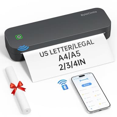 ByteCintia Mobiler Drucker Bluetooth Thermodrucker A4, Tragbarer Drucker Inkless Printermit Android & iOS für Handy & Laptop, Unterstützt 210x297mm A4 Thermopapier, D80 Grau