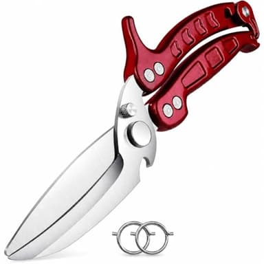 DRAGON RIOT Geflügelschere Abnehmbare, Heavy Duty Fleischschere, Mehrzweck-Küchenschere zum Schneiden von Knochen, Fleisch, Geflügel, Gemüse, Meeresfrüchte und Pizza, Knochenschere Rot