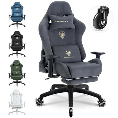 Dowinx Gaming Stuhl, Atmungsaktiver und Ergonomischer Bürostuhl aus Mikrofaser-Velours, Weiches Sitzgefühl wie Pelz, Verstellbarer Schreibtischstuhl mit Fußstütze, Grün
