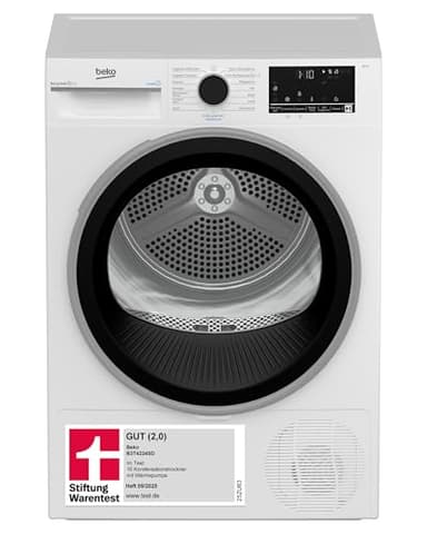 Beko B3T4224SD Wärmepumpentrockner, Wäschetrockner, 8 kg, allergikergeeignet, Hygiene Trocknen & Hygiene Auffrischen, SteamCure Dampffunktion, 15 Programme, Express, Weiß