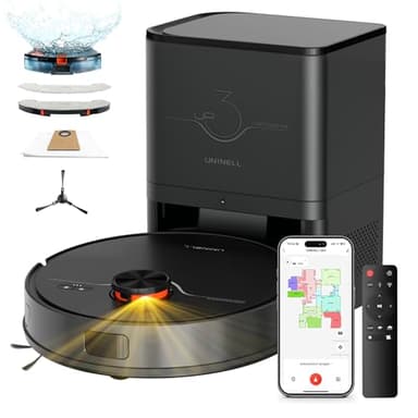uninell Saugroboter mit wischfunktion 7000Pa, Staubsauger Roboter mit Absaugstation 3.5L,180Min Laufzeit,LiDAR Navigation,Roboterstaubsauger für Tierhaare Teppich Böden,APP Steuerung