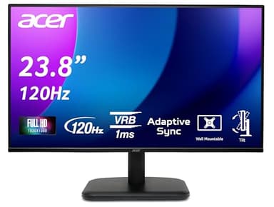 Acer EK241Y G Monitor 23,8 Zoll (60 cm Bildschirm) Full HD, IPS, 120Hz HDMI, 75Hz VGA, 4ms (GTG), HDMI 1.4, VGA, AdaptiveSync