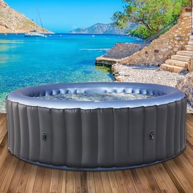 BRAST Whirlpool aufblasbar MSpa Bergen für 4-8 Personen | viele Größen Ø180-224cm | In- Outdoor Pool | Ganzjähriger Einsatz | bis zu 144 Massagedüsen | Stromsparend inkl. Energiespar-Timer | Bergen 6