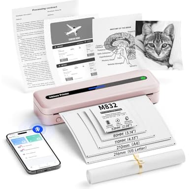 Itari Mobiler Drucker A4 für Unterwegs, Bluetooth Thermodrucker A4 Kleiner Drucker- Neues Upgrade 300DPI Drucker Klein für Handy, Tragbarer Drucker Unterstützt Mehreren Größen Thermopapier